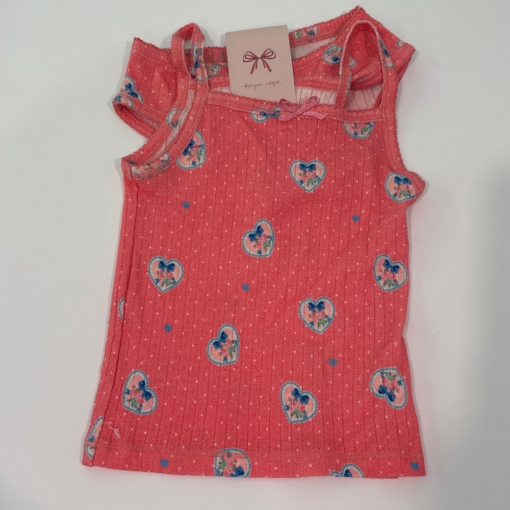 Konges Slojd Minnie Underwear and Tank Set Organic Cotton Pink Heart 2Y NWT